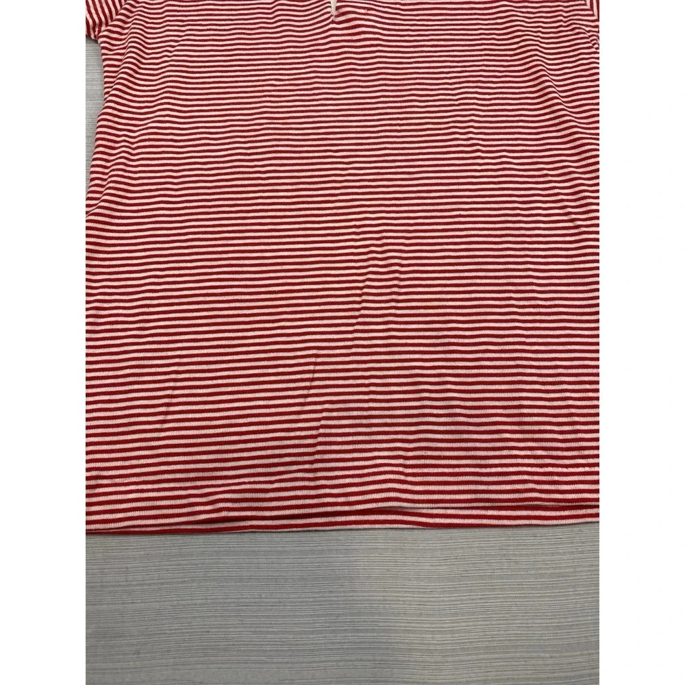 Vintage Izod Lacoste Shirt Youth Size 18 Red Striped Short Sleeve Blue Crocodile
